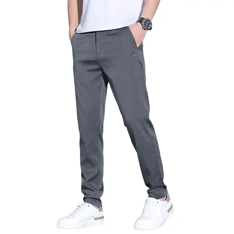 Men's Summer Thin Casual Pants Men Loose Fit Full Length Korean Fashion Trousers Male Cargo Trousers Work Pants Large Size 38-28