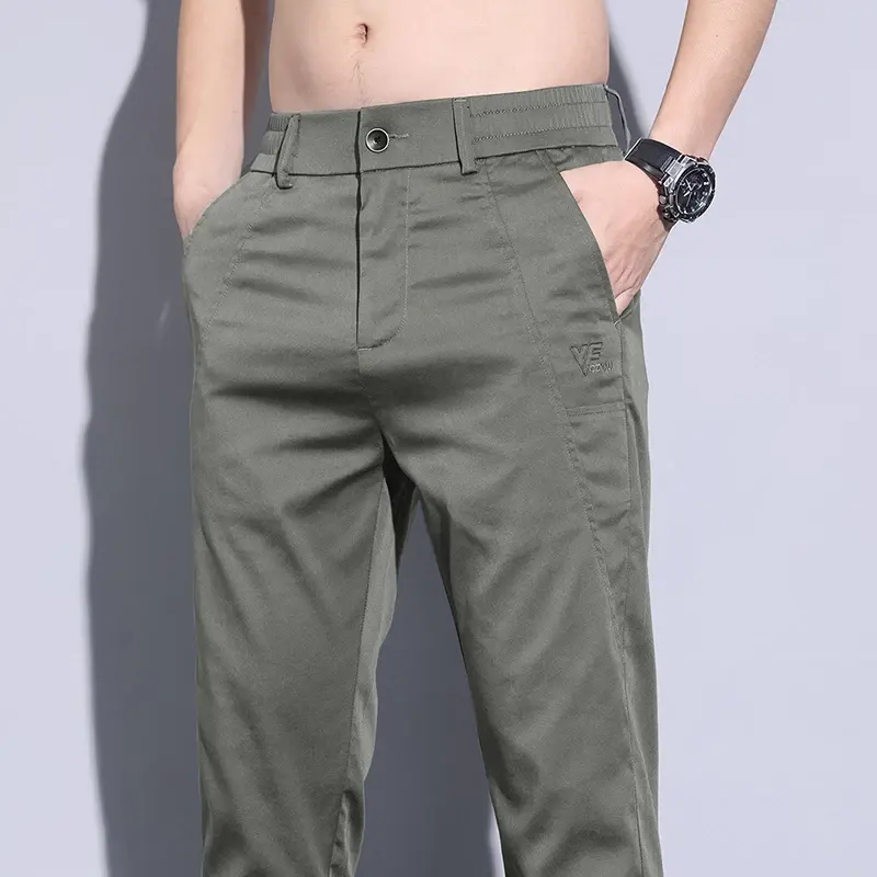Men's Summer Thin Casual Pants Men Loose Fit Full Length Korean Fashion Trousers Male Cargo Trousers Work Pants Large Size 38-28