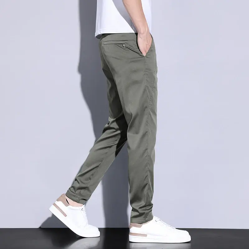 Men's Summer Thin Casual Pants Men Loose Fit Full Length Korean Fashion Trousers Male Cargo Trousers Work Pants Large Size 38-28