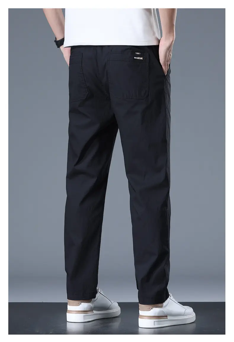 Spring/Summer Men's Casual Cargo Cotton Pants Pockets Wide Leg Thin Model Cargo Pants Classic Solid Color Street Pants Men Pants