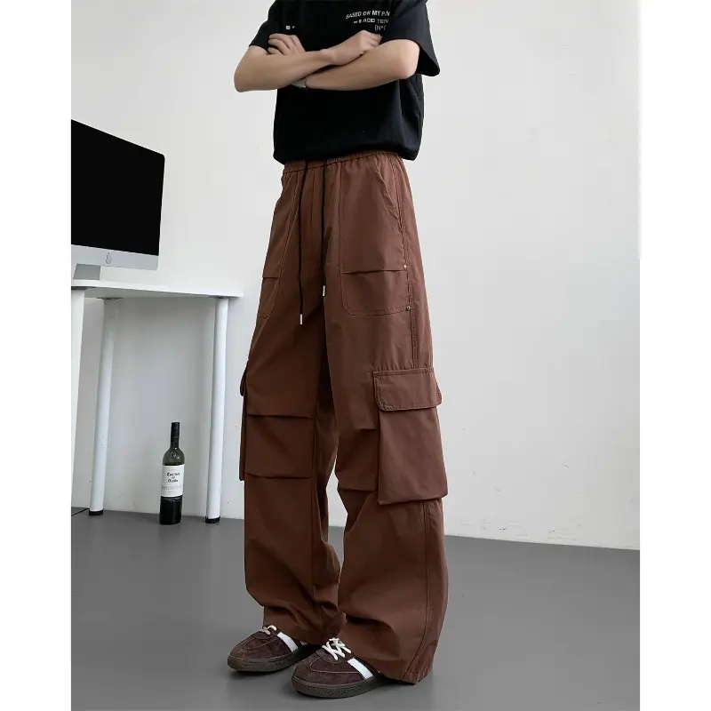 Classic Design Multi Flap Pockets Cargo Pants Men's Loose Fit Drawstring Cargo Pants for Skateboarding Street Outdoor Camping