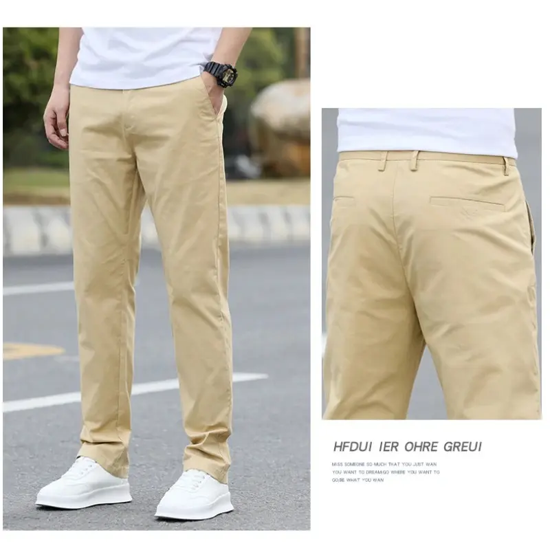 Mens Pants Men's High-Quality Chinos -Cotton 98% Casual Trousers - Breathable Straight Pants (Sizes W28-w40) Streetwear Men