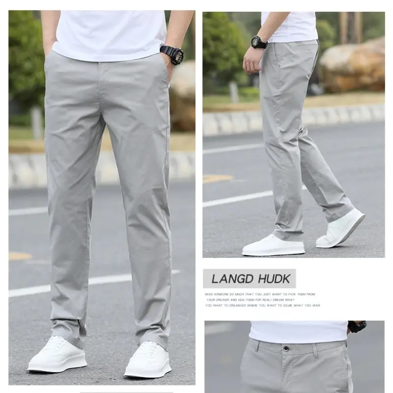 Mens Pants Men's High-Quality Chinos -Cotton 98% Casual Trousers - Breathable Straight Pants (Sizes W28-w40) Streetwear Men