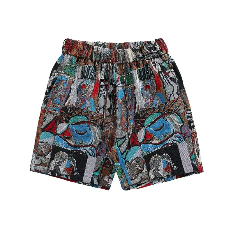 2025 Men's Summer New Thin Flower Print Straight Shorts Men Cotton Linen Beach Short Pants Male Quick-drying Casual Shorts Loose