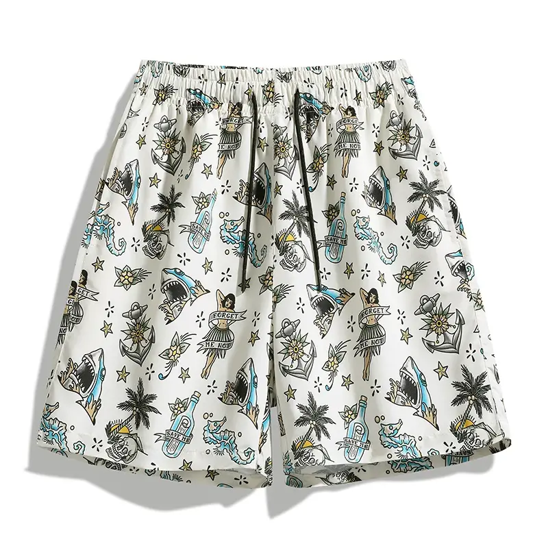 Summer Hot Board Casual Shorts for Men Swimming Trunks Surfing Beach Shorts  Print Abstract Pattern Male High Street Short Pants