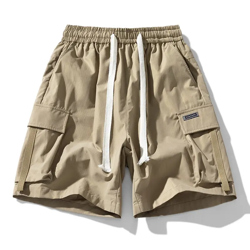 Men's Summer Pocket Overalls Solid Color Drawstring Loose Dry Gym Sports Shorts Loose Casual Pantalones Baggy Jeans Men Clothing