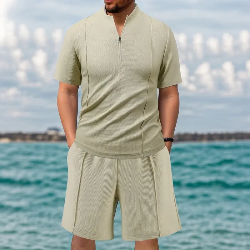 Men's Summer Ice Silk Short Sleeved T-shirt+quick Drying Loose Shorts Paired with Running and Fitness Equipment Sports Suit Thin