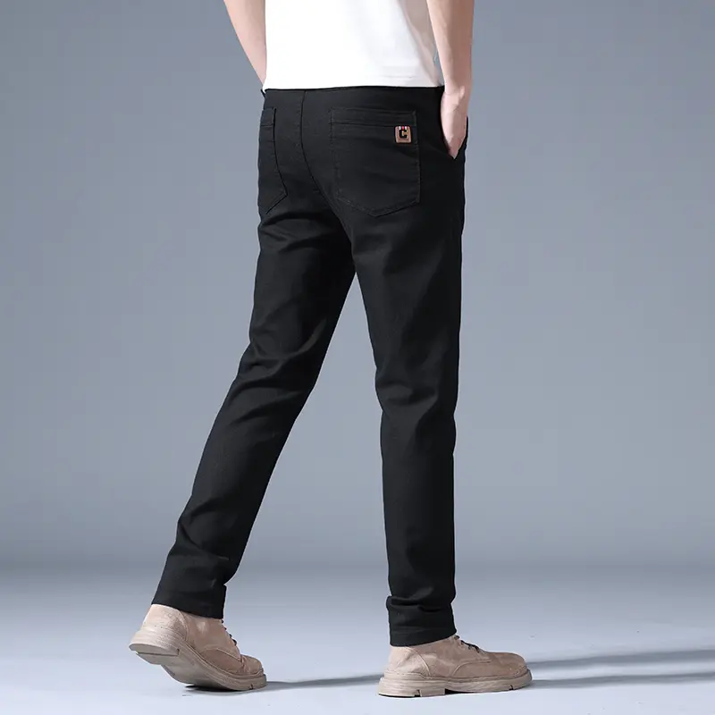 Men's Spring Autumn New Splicing Elasticized Button Zipper Pocket Fashion Solid Slim Straight Pants Korean Business Casual Pants