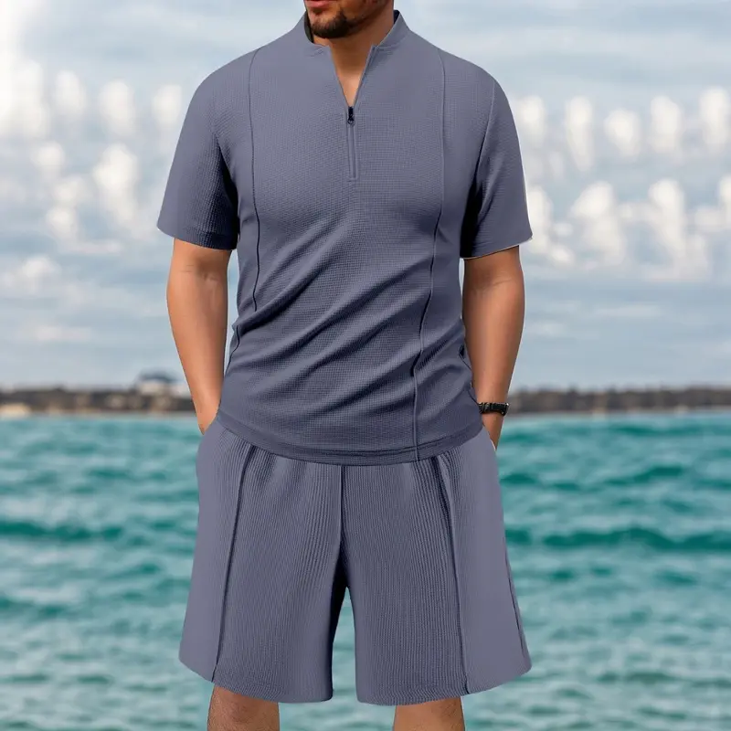 Men's Summer Ice Silk Short Sleeved T-shirt+quick Drying Loose Shorts Paired with Running and Fitness Equipment Sports Suit Thin