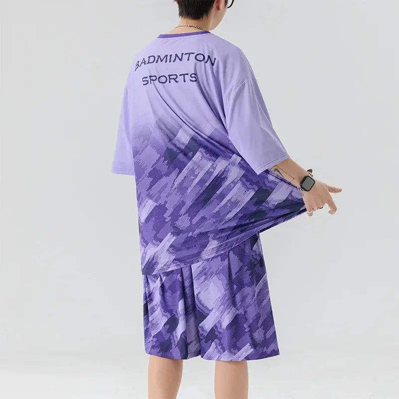 Summer Men's Ice Silk Sets Korean Fashion Streetwear Tracksuit Casual Men Clothing Outfit Set Men T Shirts+Shorts Two Piece Sets
