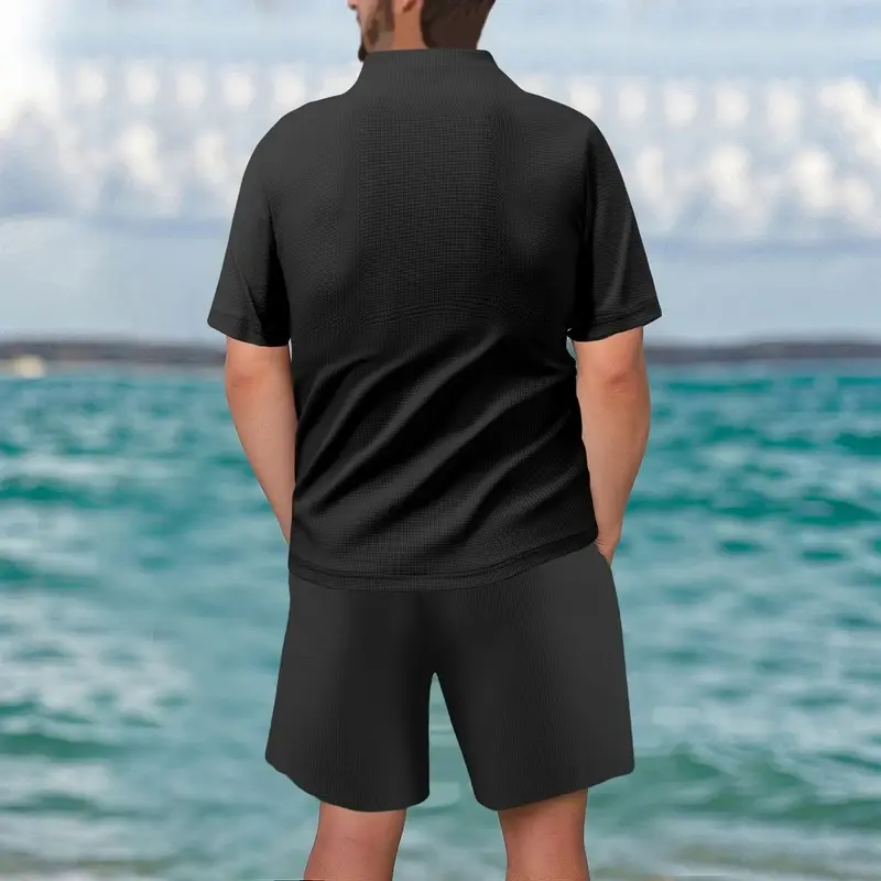 Men's Summer Ice Silk Short Sleeved T-shirt+quick Drying Loose Shorts Paired with Running and Fitness Equipment Sports Suit Thin