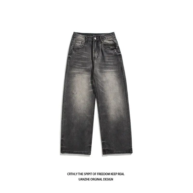 Summer Men Baggy Denim Jeans Male New Fashion Wash Straight Wide Leg Casual Trousers High Street Hot Sale Loose Trousers Jeans