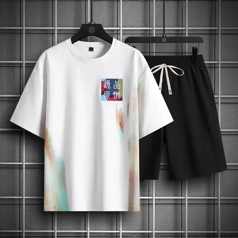 2025 Summer Sets Men Fashion Short Sleeve Shirt/Shorts Two-piece Mens Short Sets Big Size M-8XL Mens Streetwear Loose Casual Set