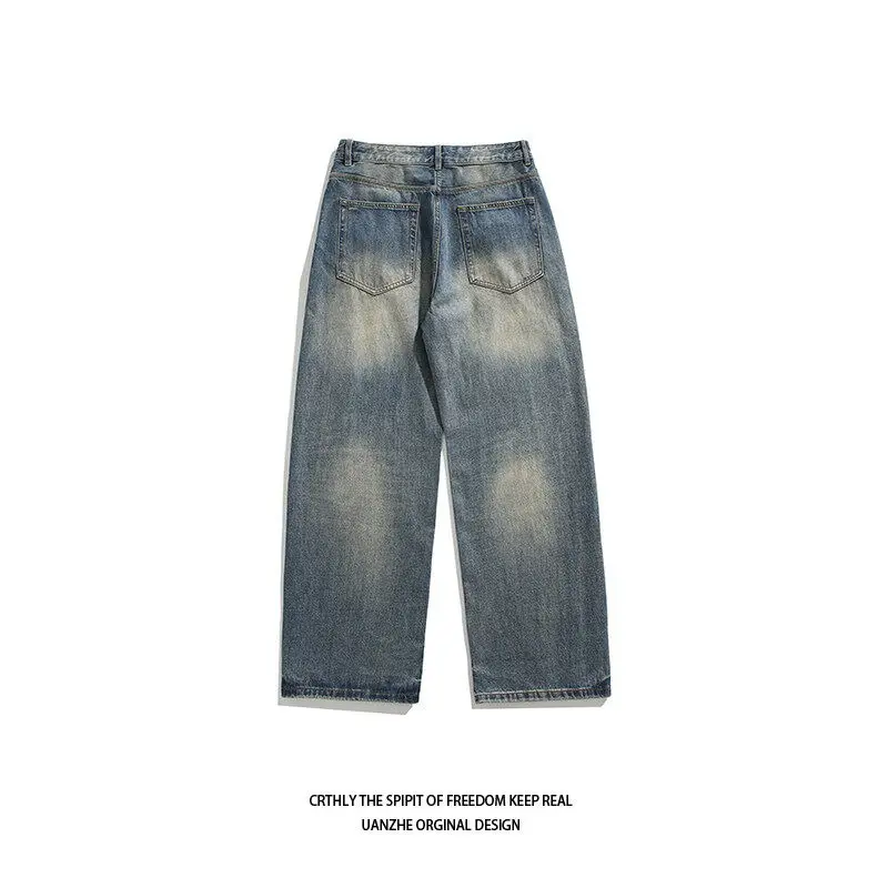 Summer Men Baggy Denim Jeans Male New Fashion Wash Straight Wide Leg Casual Trousers High Street Hot Sale Loose Trousers Jeans