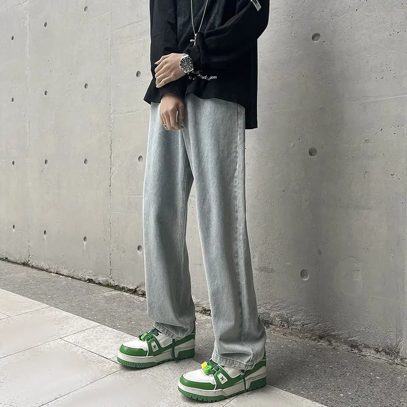 Men Jeans Straight-leg Men Wide Leg Denim Pants HipHop Style Washed Jeans with Pockets Straight Spring Baggy Hosen Y2k Jeans Men