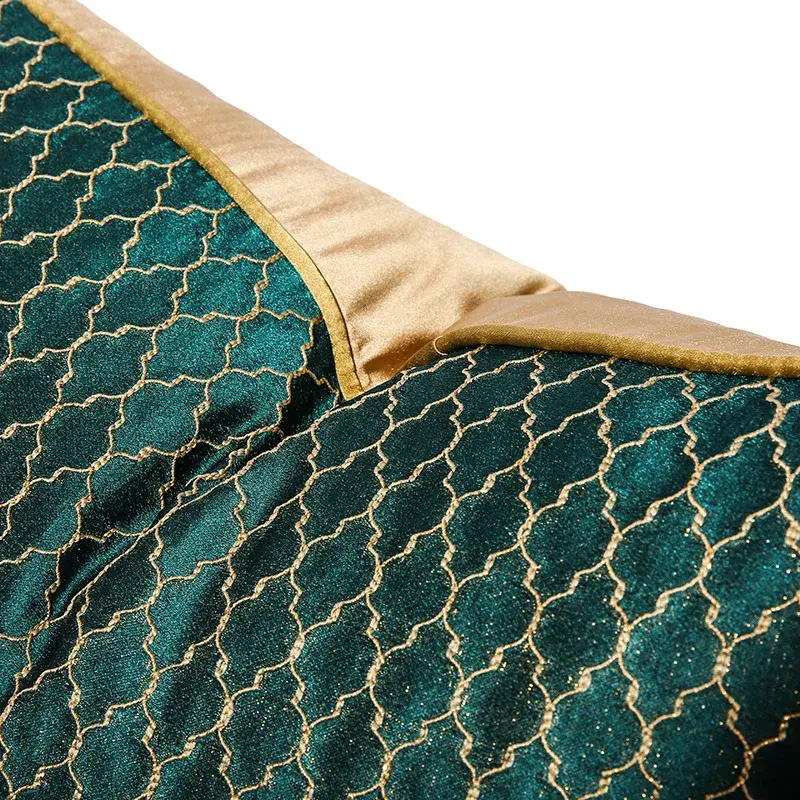 Luxury Golden silk satin Jacquard Pillowcase Deep Green Cushion Cover Geometric Pillow Cover Sofa Bed 30x50 45x45 50x50cm