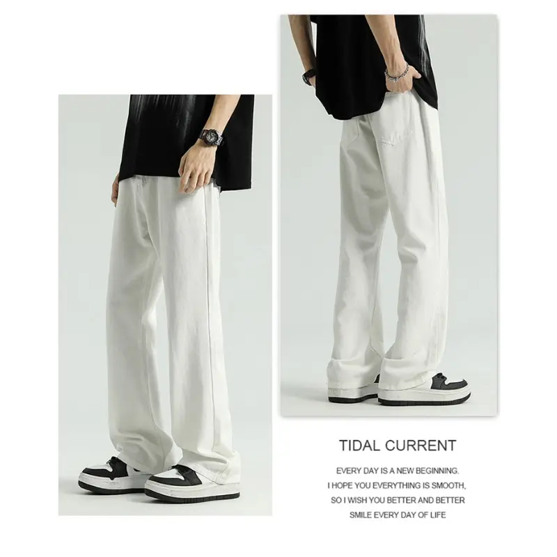 Men's Jeans Trendy Slim Fit Micro Flared Straight Leg Stretch Denim Pants From China for A Slimmer Si 2025 Spring and Autumn New