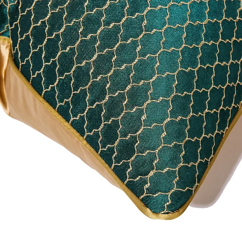 Luxury Golden silk satin Jacquard Pillowcase Deep Green Cushion Cover Geometric Pillow Cover Sofa Bed 30x50 45x45 50x50cm