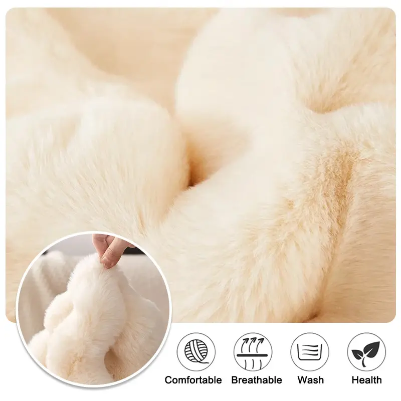 Thicken Rabbit Plush Rug Velvet Floor Mat For Bedroom Rugs Bedside Bed Super Soft Winter Warm Carpets Kids Room Blanket Decor