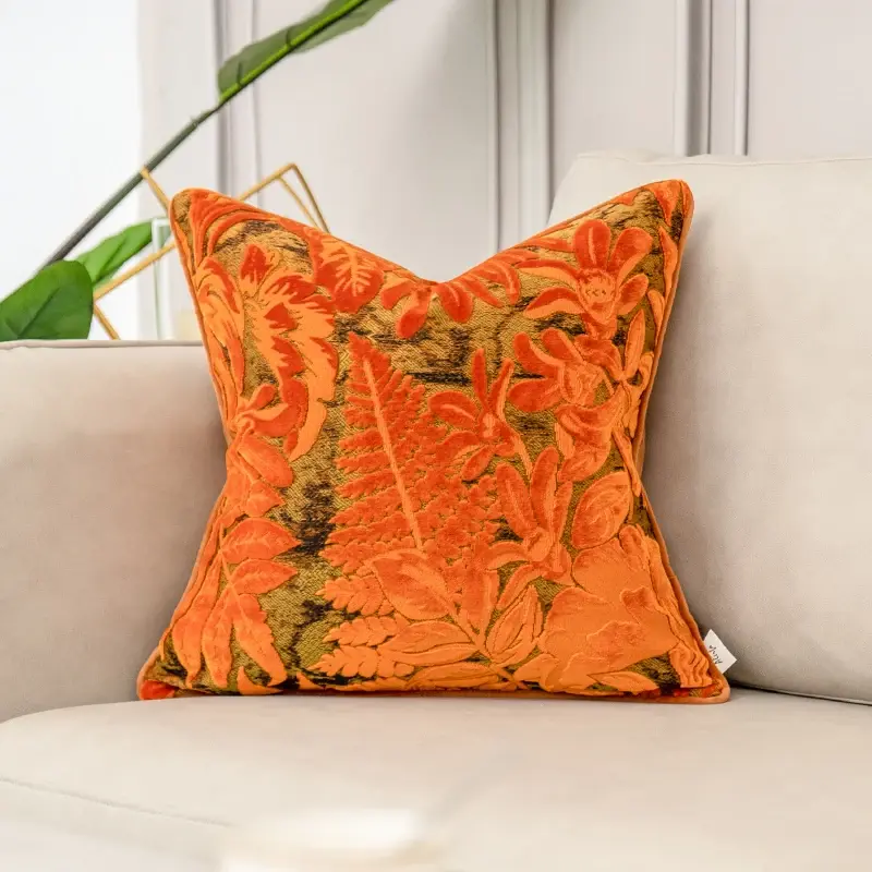 Luxury Orange Velvet Cushion Cover Home Decor Throw Pillow Case for Sofa Bedroom Hotel 30x50 45x45 50x50cm Pillowcase