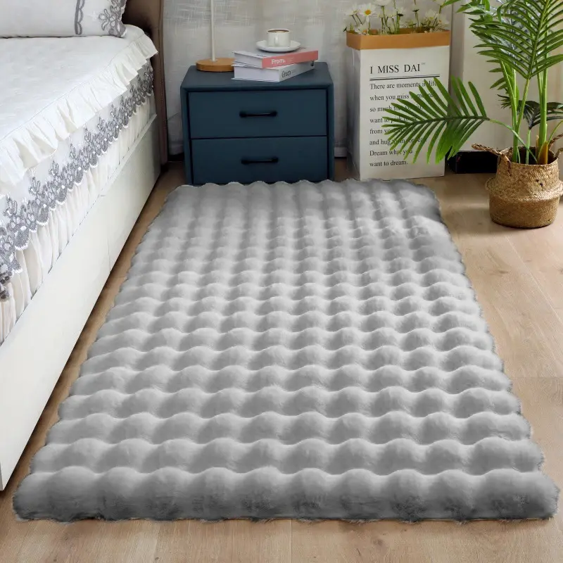 Thicken Rabbit Plush Rug Velvet Floor Mat For Bedroom Rugs Bedside Bed Super Soft Winter Warm Carpets Kids Room Blanket Decor