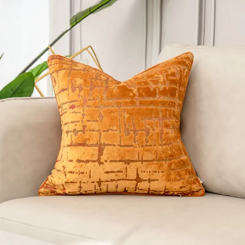 Luxury Orange Velvet Cushion Cover Home Decor Throw Pillow Case for Sofa Bedroom Hotel 30x50 45x45 50x50cm Pillowcase