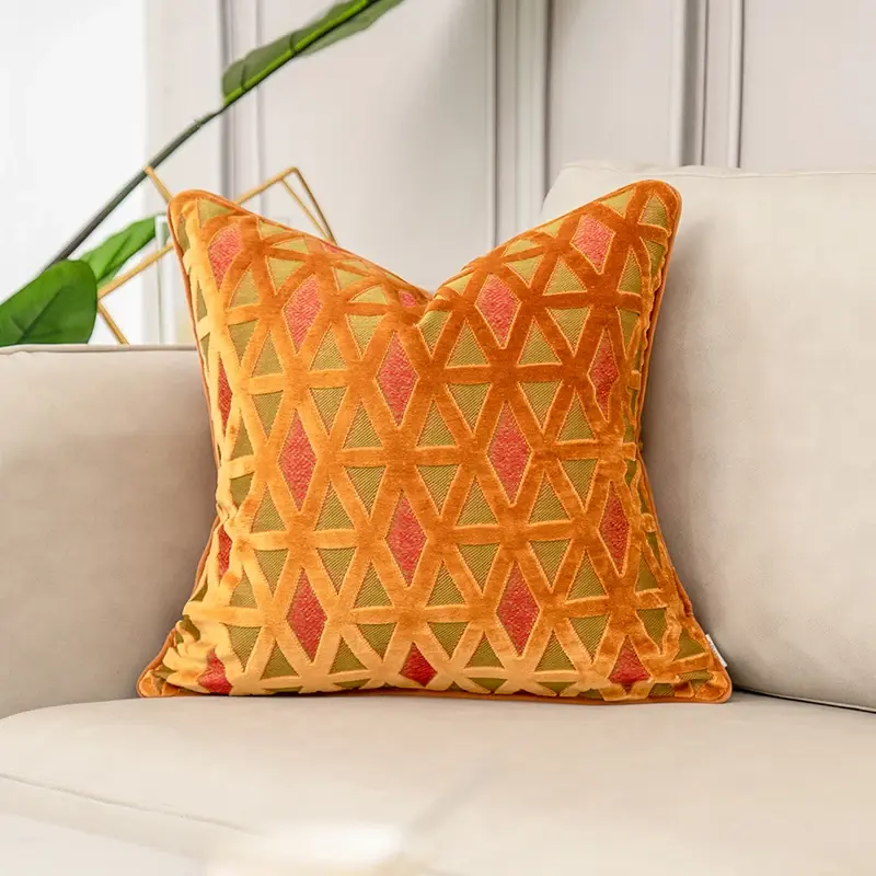 Luxury Orange Velvet Cushion Cover Home Decor Throw Pillow Case for Sofa Bedroom Hotel 30x50 45x45 50x50cm Pillowcase