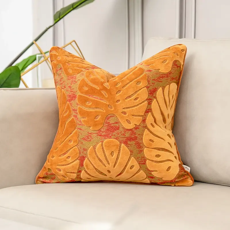 Luxury Orange Velvet Cushion Cover Home Decor Throw Pillow Case for Sofa Bedroom Hotel 30x50 45x45 50x50cm Pillowcase