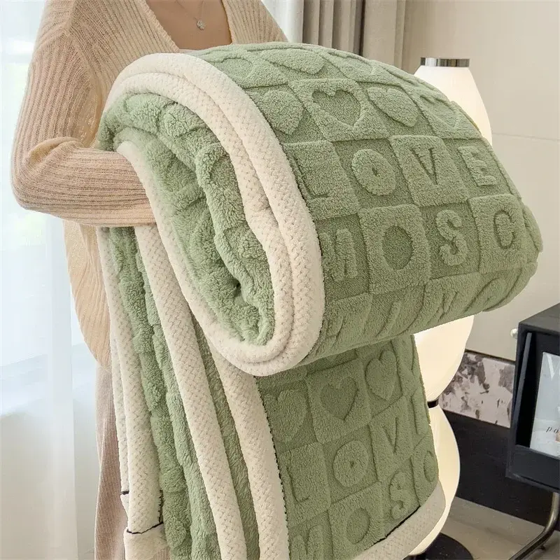 Love Coral Fleece Throw Blankets for Beds Winter 3D Heart Plaid Lightweight Blanket Super Soft Solid Plaid Sofa Cover Blankets