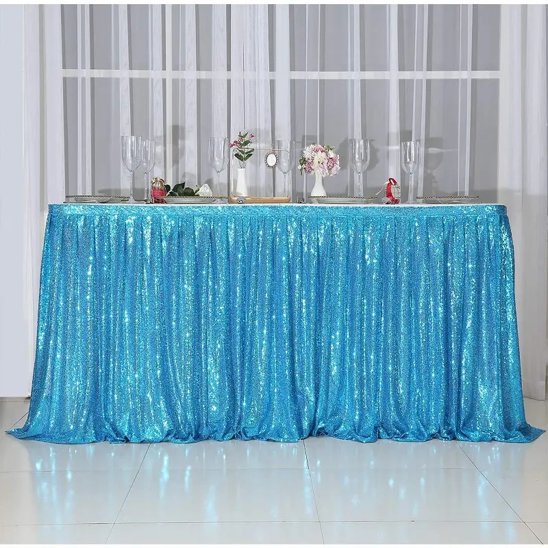 Sequin Table Skirt Rectangular Table Cover Birthday Party Wedding Banquet Christmas Decoration Table Cloth Pink/Gold/Silver