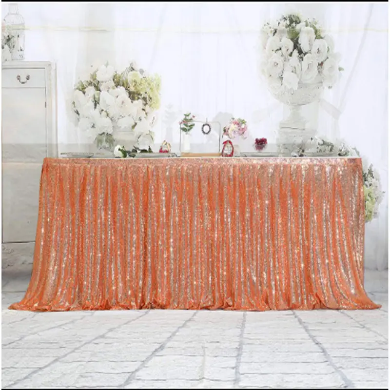 Sequin Table Skirt Rectangular Table Cover Birthday Party Wedding Banquet Christmas Decoration Table Cloth Pink/Gold/Silver