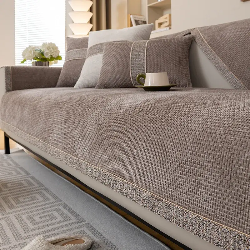 Four Seasons Universal Sofa Cover Chenille Wrap Side Couch Cover Anti-Pet Scratching Couch Protector Mat for Living Room Carpets