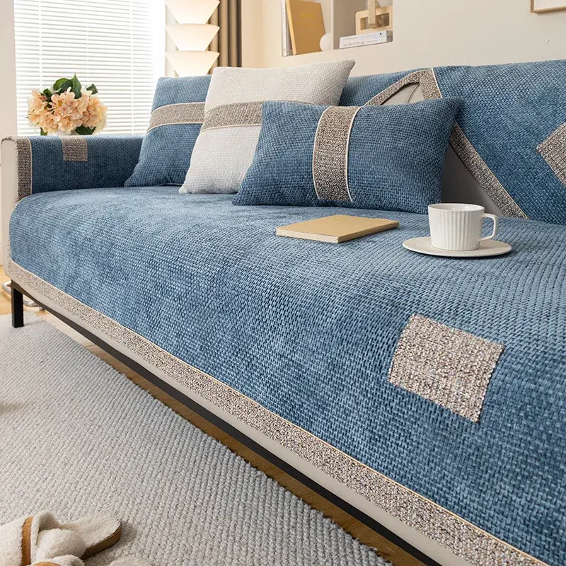 Four Seasons Universal Sofa Cover Chenille Wrap Side Couch Cover Anti-Pet Scratching Couch Protector Mat for Living Room Carpets