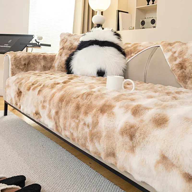 New Gradient Colour Plush Sofa Cushion Thickened Non-Slip Winter Sofa Cover Living Room Sofa Mat Decorative Dust Backrest Towel