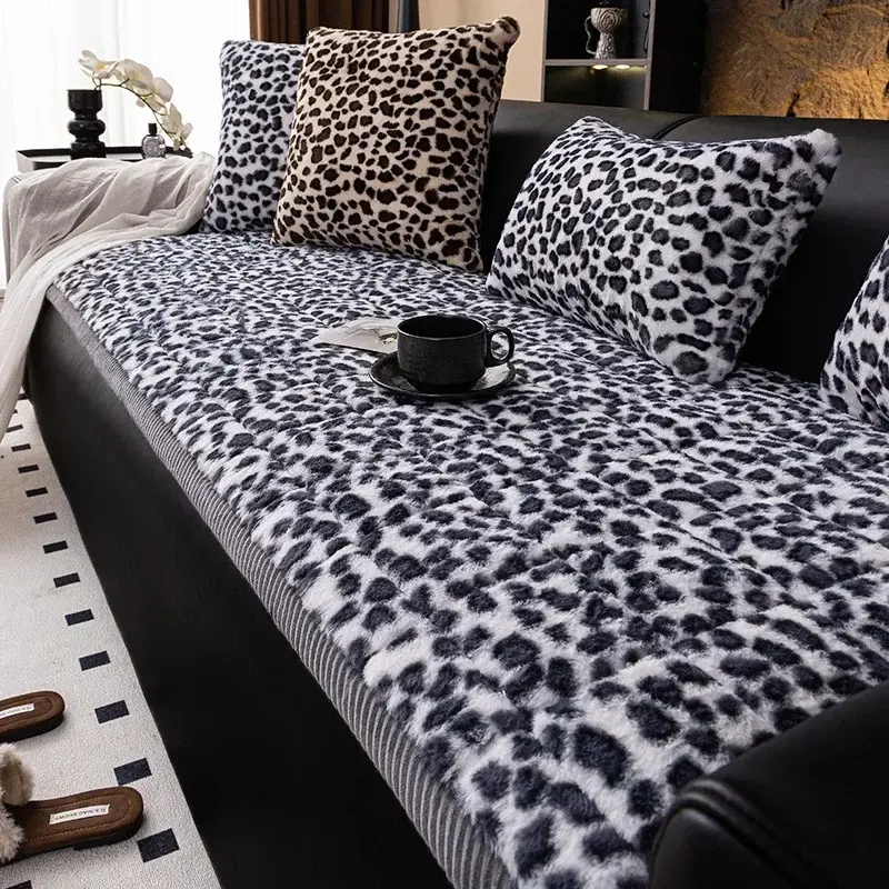 Luxury Leopard Print Plush Sofa Cushion 2024 New Winter Thick Anti slip And Dustproof For Living Room Decoration Sofa Cushion