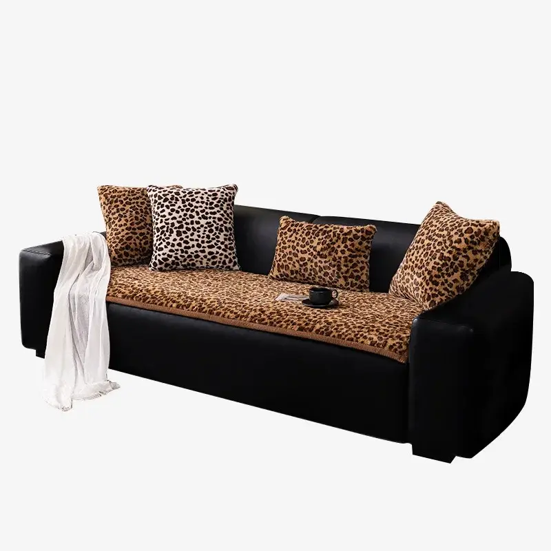 Luxury Leopard Print Plush Sofa Cushion 2024 New Winter Thick Anti slip And Dustproof For Living Room Decoration Sofa Cushion