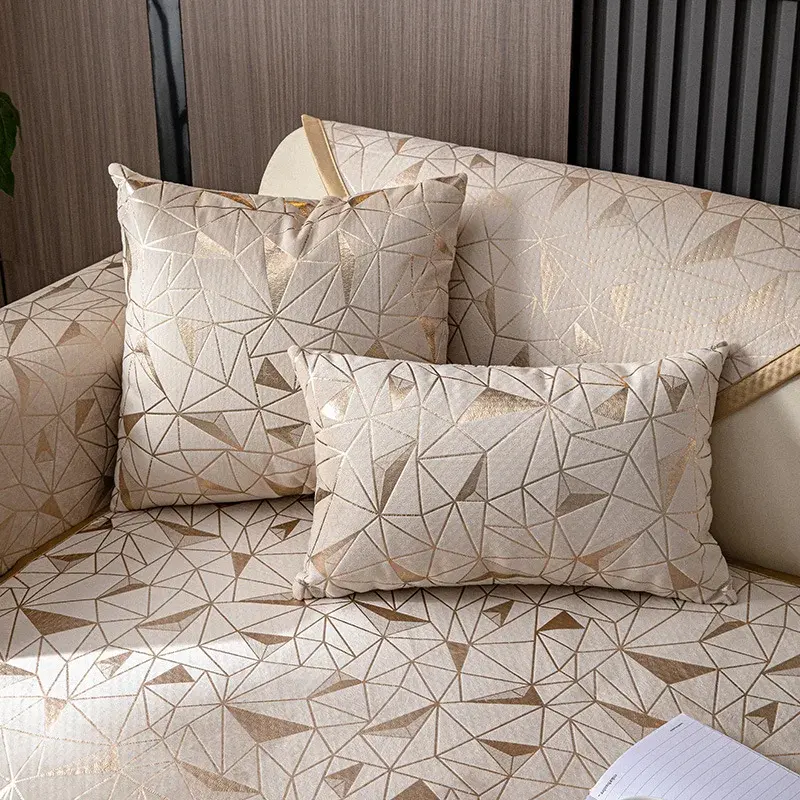 Light Luxury Style Sofa Cushion High-end Chenille Bronzing Craft Cushion Four Seasons Universal Non-slip Dustproof Sofa Cover