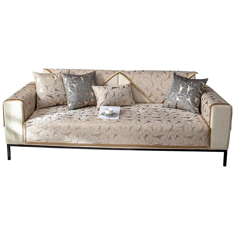 Light Luxury Style Sofa Cushion High-end Chenille Bronzing Craft Cushion Four Seasons Universal Non-slip Dustproof Sofa Cover