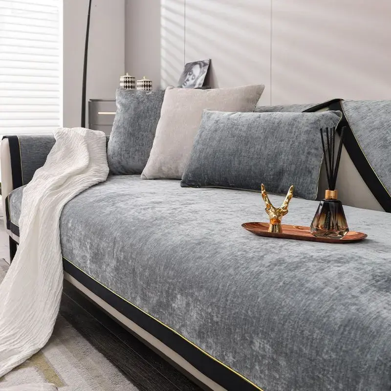 Luxury Sofa Cover Non-slip Couch Slipcover Four Season Universal Sofa Covers for Living Room Black Pet Dog Kids Mat Protector