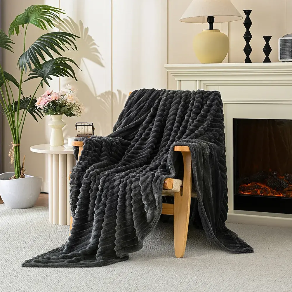 Rabbit fur Multi-functional Wool Blanket Luxury Fluffy Cozy Comfortable Warm Throw Blanket For Winter Decor Home Sofa Bedspread