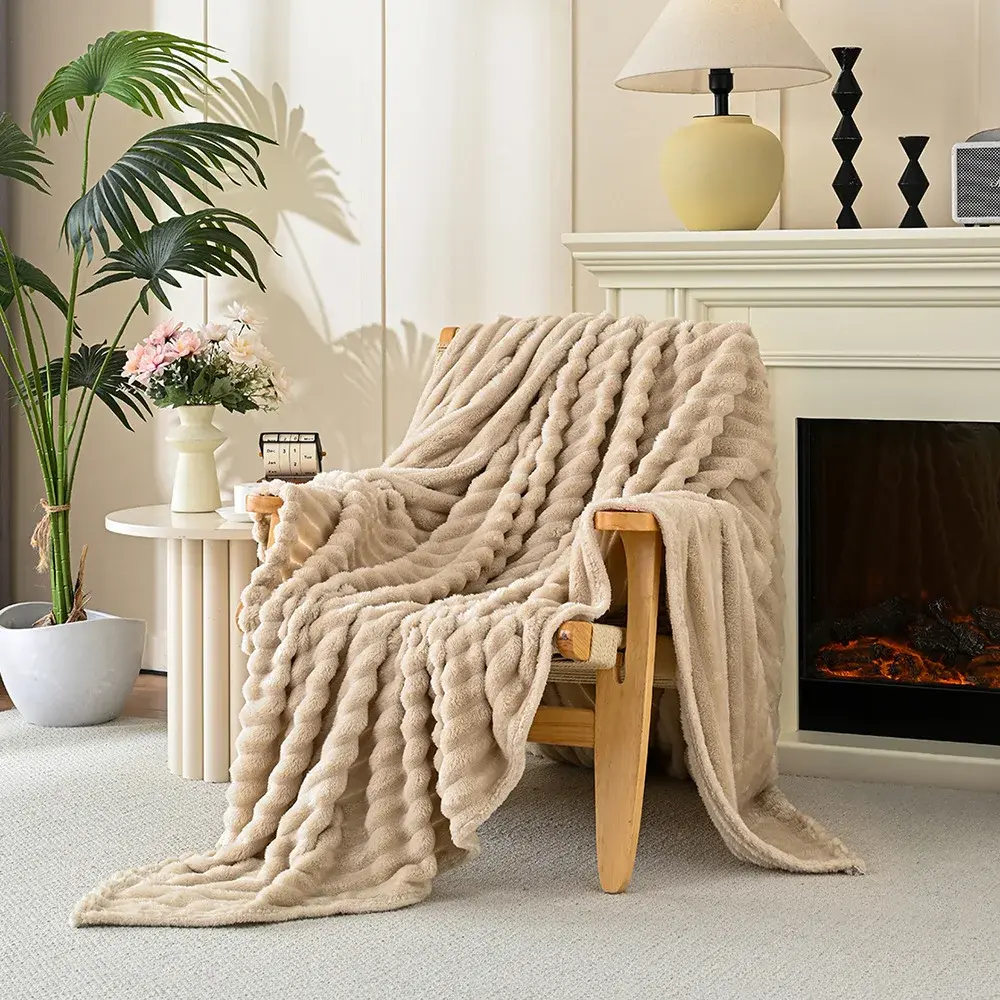 Rabbit fur Multi-functional Wool Blanket Luxury Fluffy Cozy Comfortable Warm Throw Blanket For Winter Decor Home Sofa Bedspread