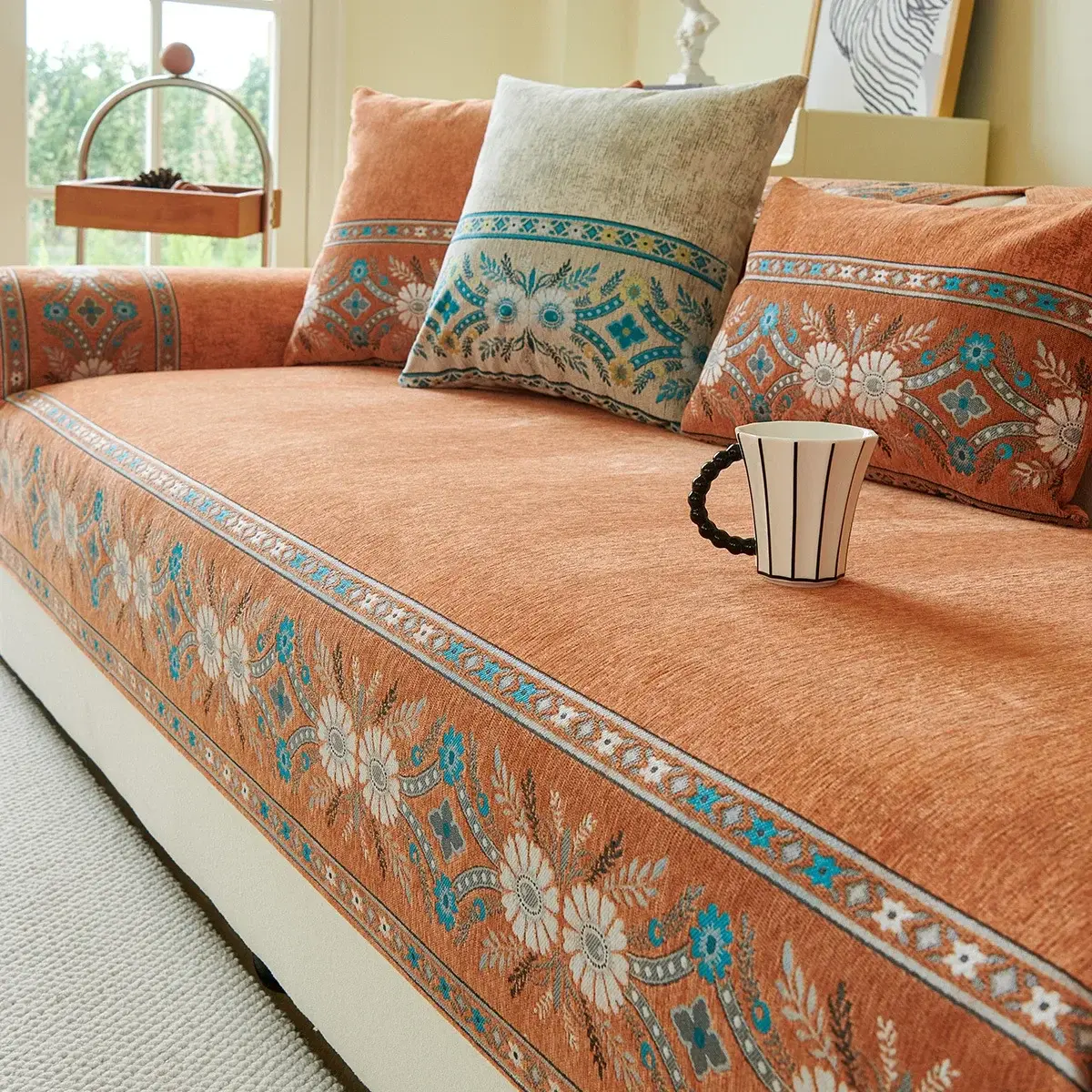 Modern And Simple Chenille Sofa Cushion Four Season Universal Bohemian Style Dustproof Anti Slip For Living Room Sofa Cushion