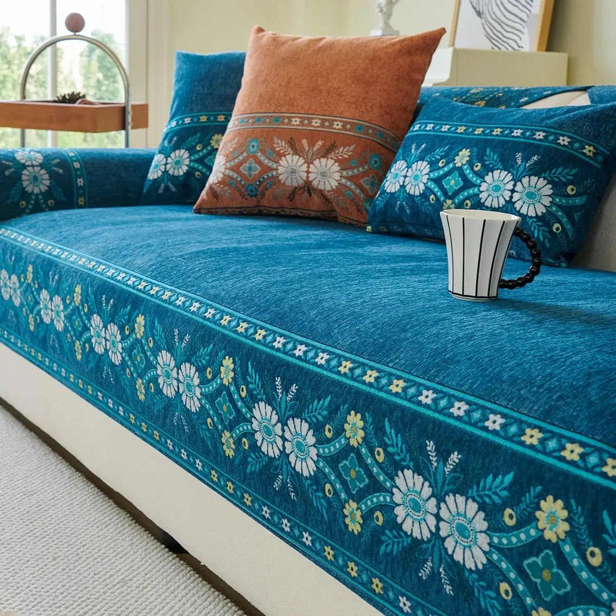 Modern And Simple Chenille Sofa Cushion Four Season Universal Bohemian Style Dustproof Anti Slip For Living Room Sofa Cushion