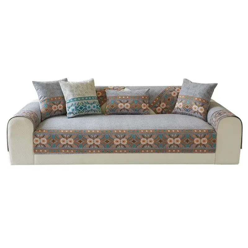 Modern And Simple Chenille Sofa Cushion Four Season Universal Bohemian Style Dustproof Anti Slip For Living Room Sofa Cushion