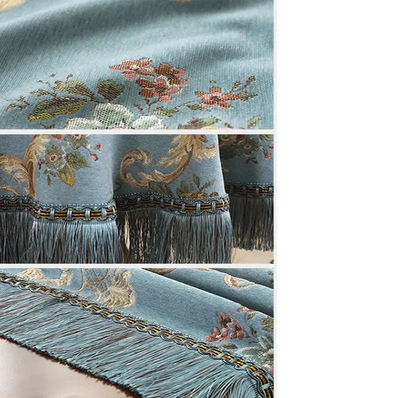 European Retro Dinning Tablecloth With Tassel Luxury Embroidery Table Cover Flower Elegant Table Cloth Decoration Living Room