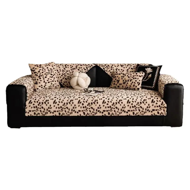 Luxury Leopard Print Sofa Cushion Autumn Winter 2024 New Thickened Anti Slip Straight Line Cushion For Winter Sofa Cover Fabric