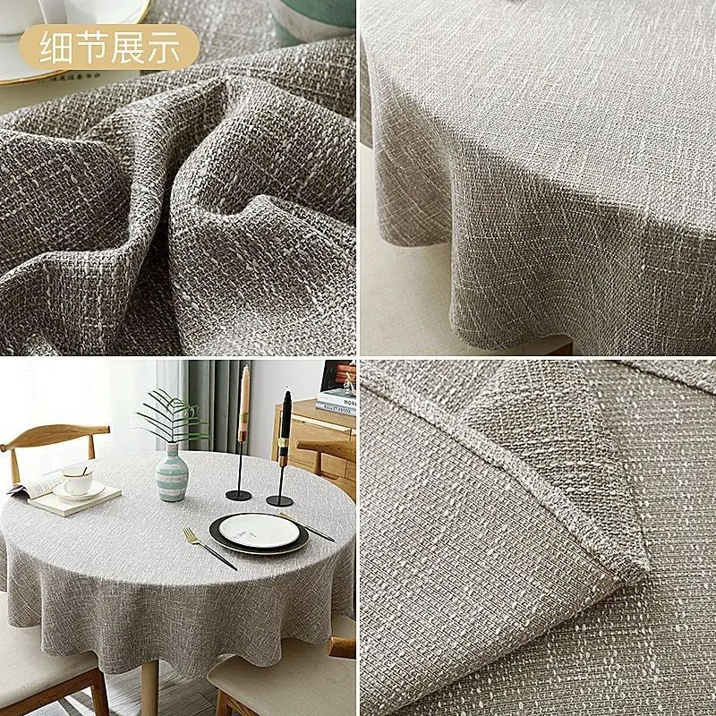Pure Cotton Round Table Cover Linen Round Tablecloth Solid Color Table Cloth Dining Tea Home Hotel Banquet Fabric Tablecloth