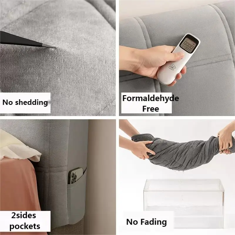 Solid color All-inclusive Soft Plush Quilted Head Board Cover Winter Thicken Velvet Headboard Cover Back Dust Protector Cover