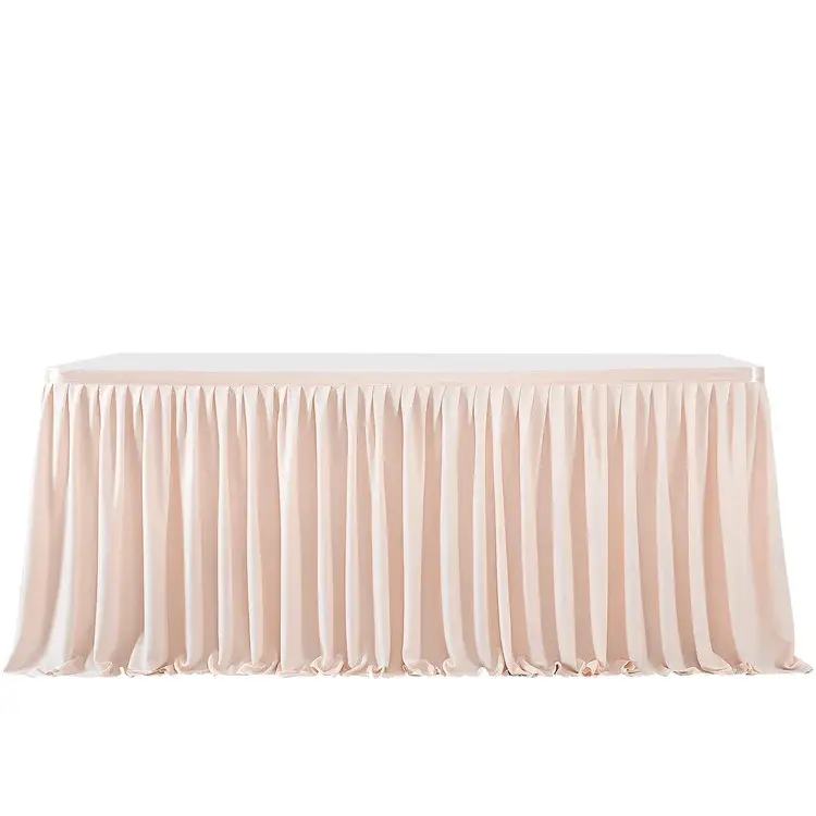 Party Solid Color Table Skirt Birthday Pleated Dessert Tablecloth Cover Wedding Festive Table Skirt Home Ruffle Edge Table Skirt