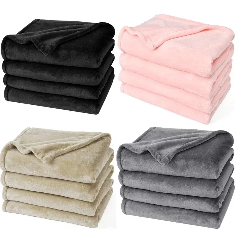Modern and Simple Flannel Blanket Four Season Universal Multifunctional Solid Color Double-layer Coral Fleece Office Nap Blanket